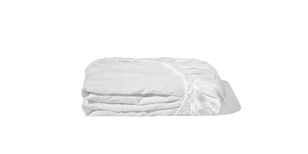 Fitted washed linen sheet - white