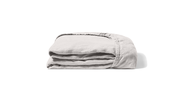 Fitted washed linen sheet - pearl grey