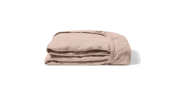 Fitted washed linen sheet - antique rose